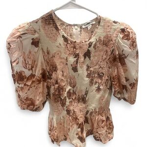 Express Rose Print Puff Sleeve Blouse